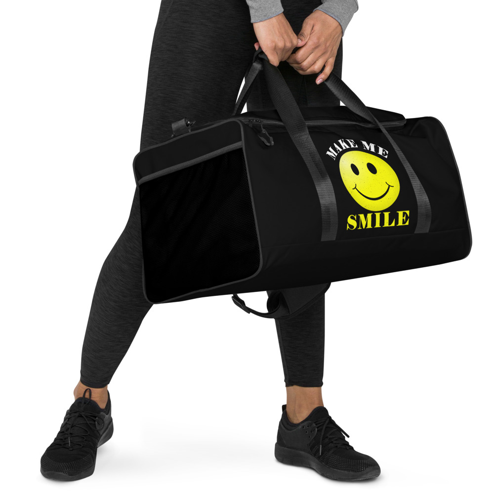 SMILE POLYESTER Duffle bag | SMILEY BAG | FUN QUOTES | MAKE ME SMILE BAG | GYM BAG | PADDED HANDLES | SPORTS BAG | MULTIPLE INSIDE POCKETS - Image 2