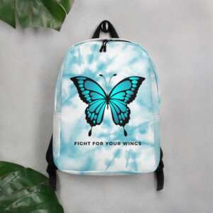 BUTTERFLY Minimalist Backpack | FIGHT FOR YOUR WINGS | INSPIRATIONAL QUOTES | LIFE QUOTES | POLYESTER FABRIC | HIDDEN BACK POCKET