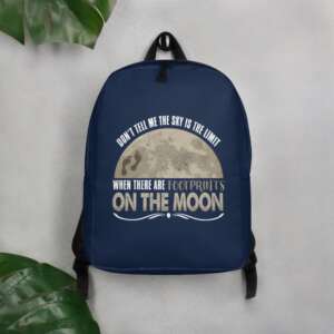 FOOTPRINTS ON THE MOON Minimalist Backpack | MOON GRAPHIC ART BAG | LIFE MOTIVATIONAL SAYINGS | UNIVERSE | GALAXY BAG | SKY | POLYESTER BAG