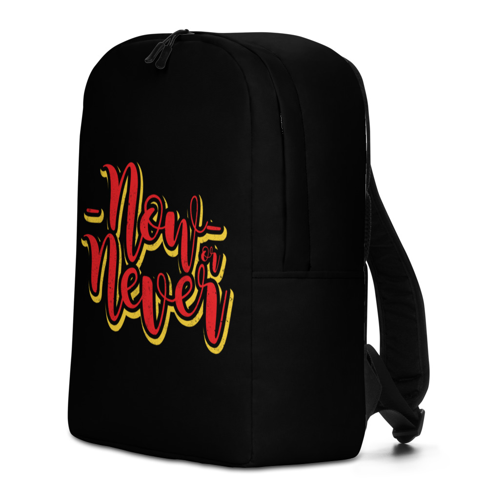 NOW OR NEVER Minimalist Backpack | DO IT NOW | IT'S THE RIGHT TIME | POLYESTER FABRIC | HIDDEN BACK POCKET - Image 2