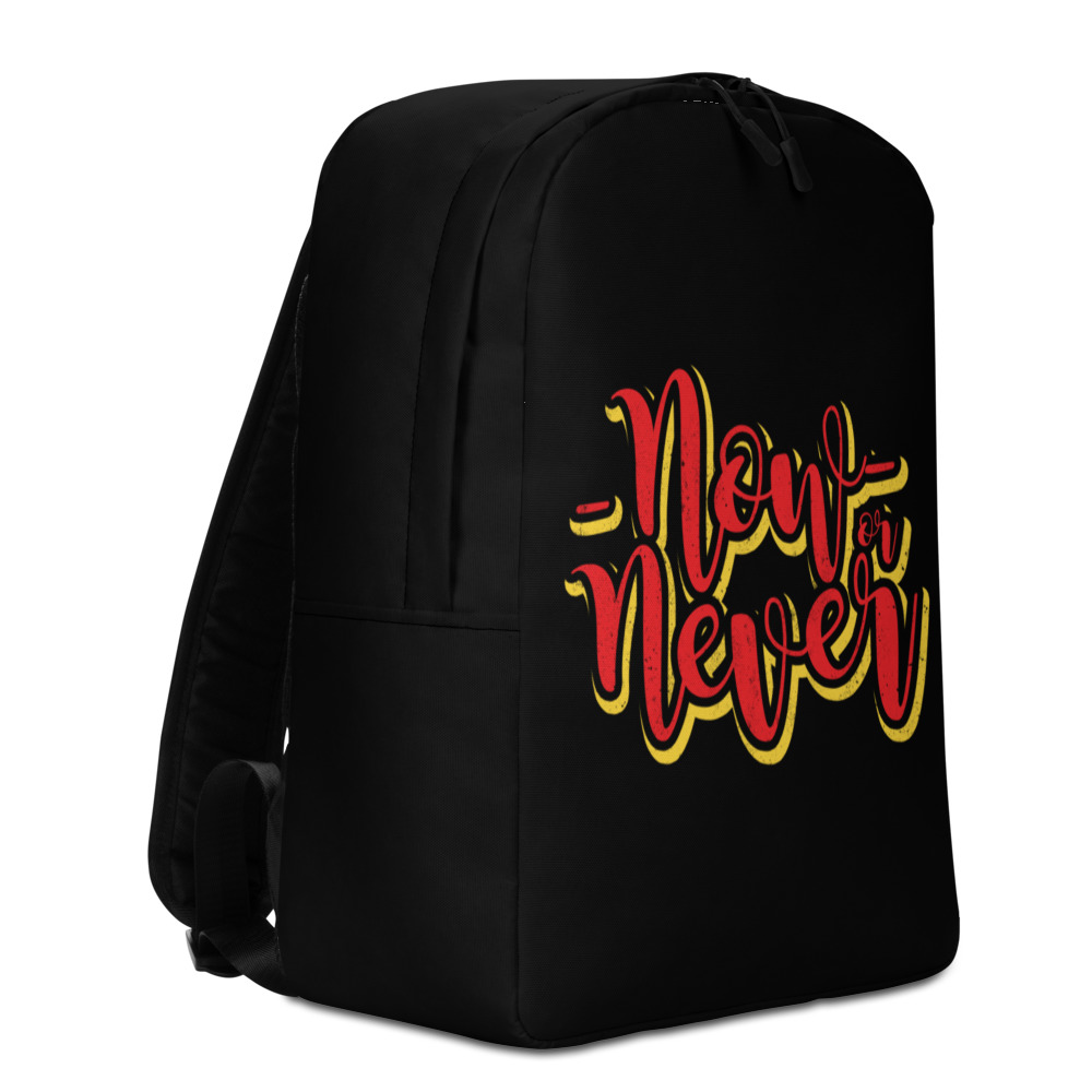 NOW OR NEVER Minimalist Backpack | DO IT NOW | IT'S THE RIGHT TIME | POLYESTER FABRIC | HIDDEN BACK POCKET - Image 3