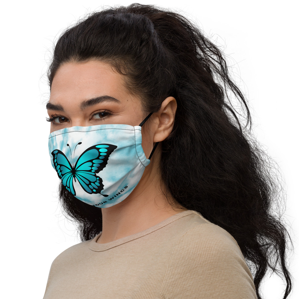BUTTERFLY Premium face mask | CREATIVE TYPOGRAPHIC ART MASK | FIGHT FOR YOUR WINGS | FLY | INSPIRATIONAL QUOTES | MOTIVATIONAL | SOFT STRAPS - Image 3