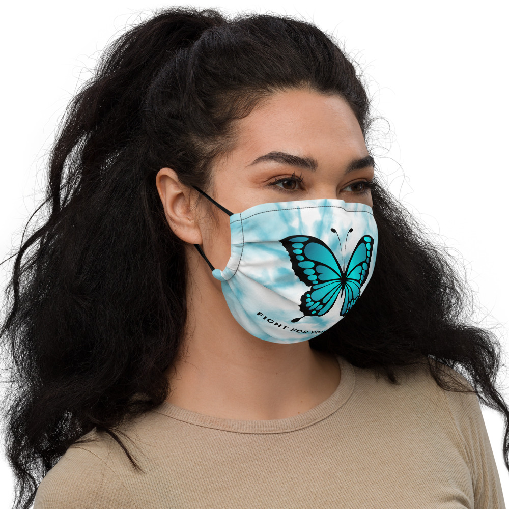BUTTERFLY Premium face mask | CREATIVE TYPOGRAPHIC ART MASK | FIGHT FOR YOUR WINGS | FLY | INSPIRATIONAL QUOTES | MOTIVATIONAL | SOFT STRAPS - Image 2