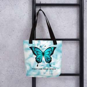 BUTTERFLY Tote bag | MUSIC QUOTES | INSPIRATIONAL QUOTES | FIGHT | WINGS | FLY | MOTIVATIONAL | POLYESTER FABRIC | COTTON HANDLES | CONSUMER BAG