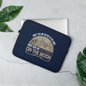 blue laptop sleeve with moon printed