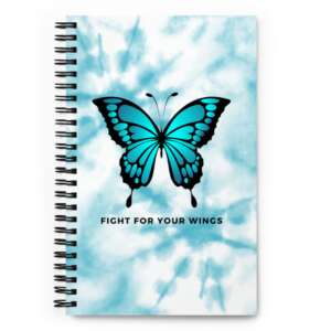 BUTTERFLY Spiral notebook | MOTIVATIONAL QUOTE DIARY GIFT | STYLISH TYPOGRAPHIC ART NOTEBOOK | SOFT TOUCH COATING | CLASS NOTEBOOK | FIGHT | WINGS | FLY
