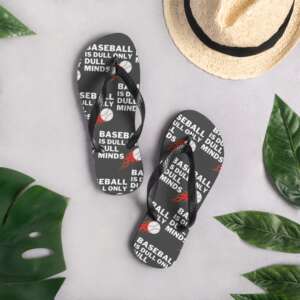 BASEBALL Flip-Flops | SMART MIND GAME | BASEBALL QUOTES | TYPOGRAPHIC ART | Y-SHAPED STRAPS | SUMMER FOOTWEAR | BEACH FOOT WEAR