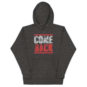 warm cotton hoodie with printed words come back