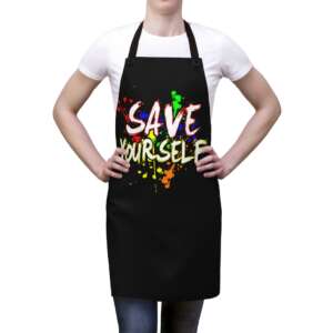 Polyester SAVE YOURSELF Apron | Typographic Art | Life Quote | Protect | Dish washing | Kitchen wear | unisex