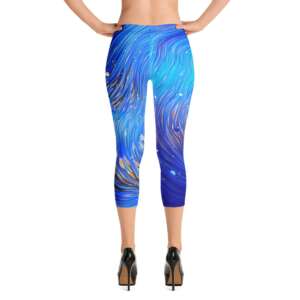 ZIG ZAG Capri Leggings | BLUE | WAVES | SPORTS WEAR | GYM WEAR
