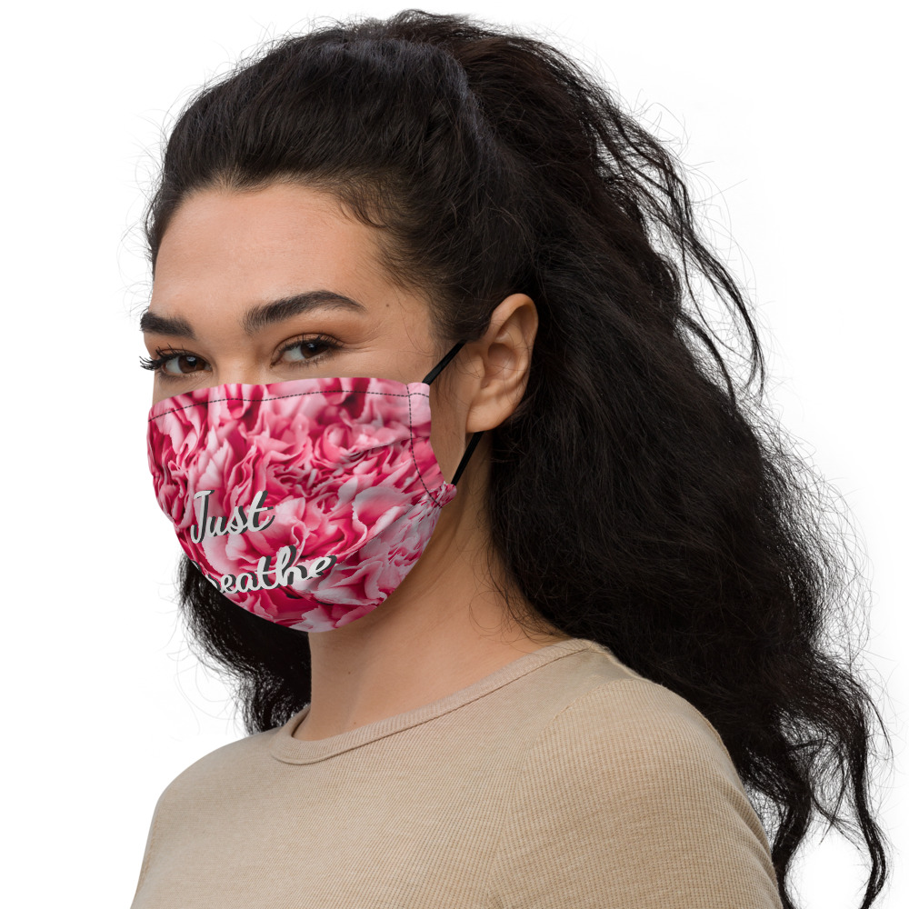 JUST BREATHE MASK | BLOOM | BRIGHT | FLOWER BACKGROUND Premium face mask | WASHABLE AND REUSABLE MASK - Image 3