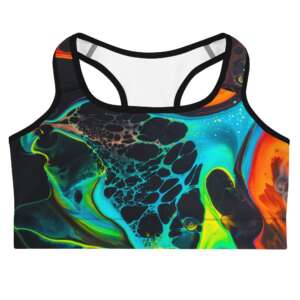 Abstract Art Sports bra | canvas | POUR PAINTING | DIGITAL ART | PAINTS | BUBBLE | POLYESTER SPANDEX | LOW TO MEDIUM WORKOUT