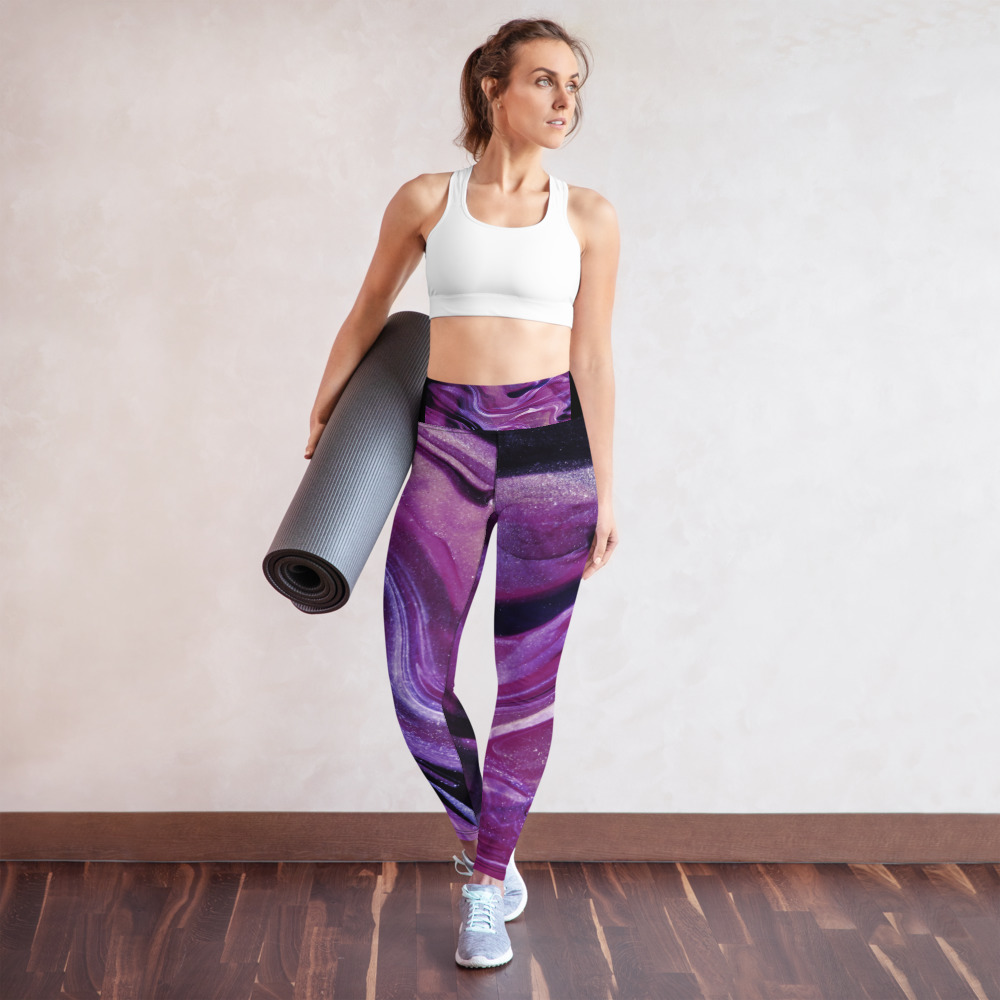 ABSTRACT Yoga Leggings | PAINT LOVERS | POUR ART | GYM WEAR | POLYESTER SPANDEX - Image 3