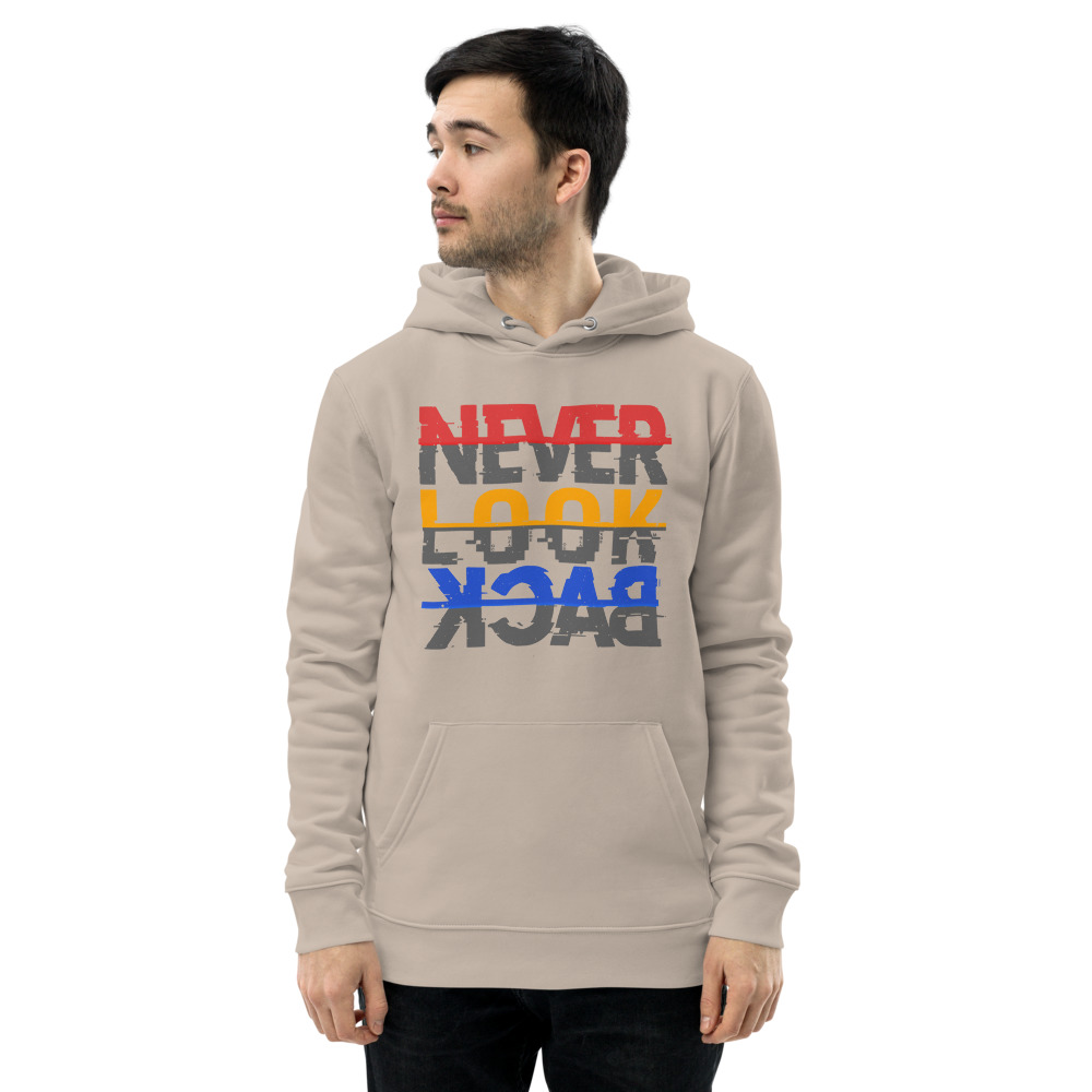 NEVER LOOK BACK Unisex essential eco hoodie | BE OPTIMISTIC | WINTER WEAR - Image 3
