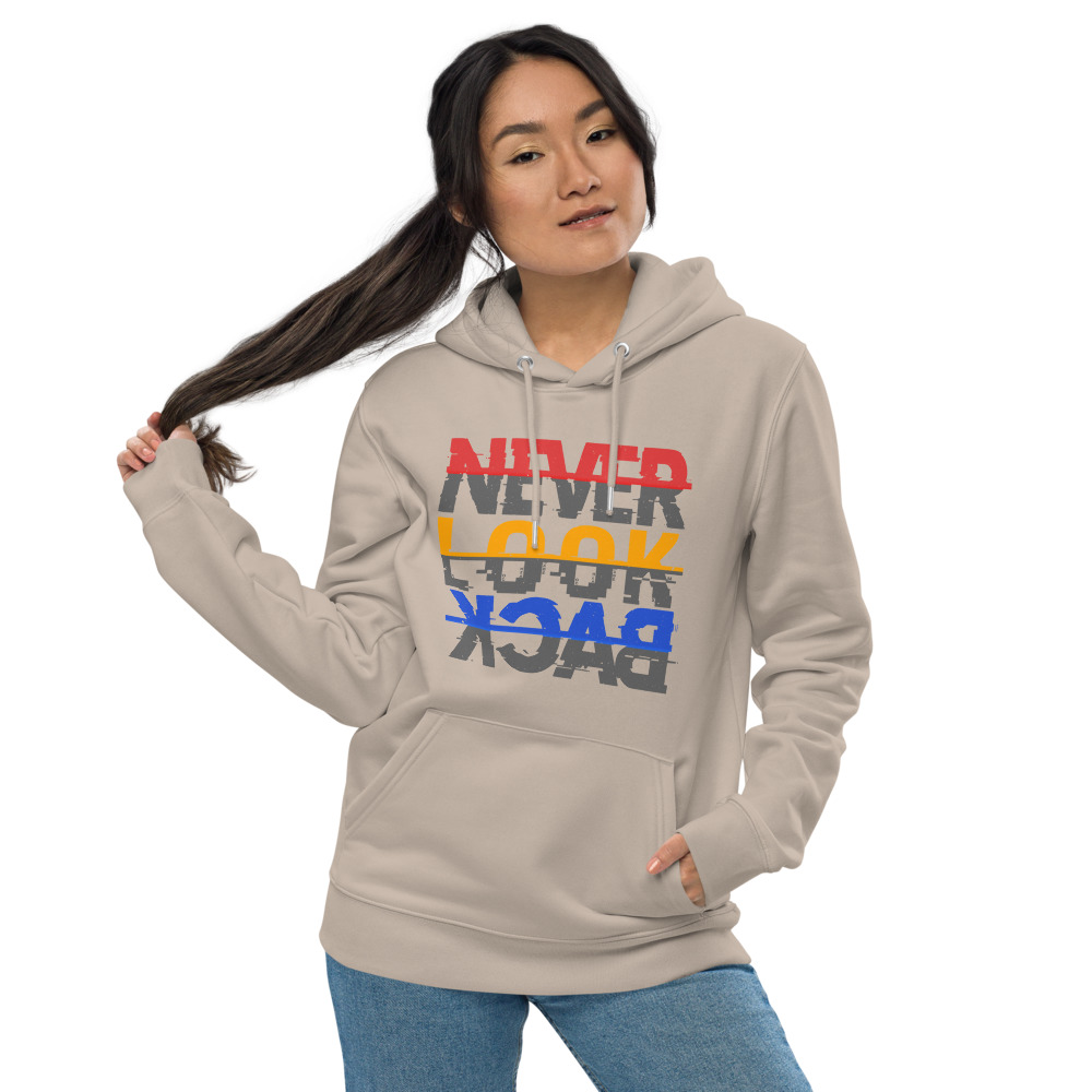 NEVER LOOK BACK Unisex essential eco hoodie | BE OPTIMISTIC | WINTER WEAR - Image 4