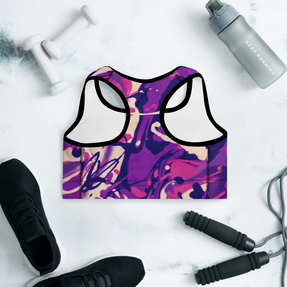 Paint Abstract Padded Sports Bra | Removable Padding | Gym Wear | Sports Wear | Multiple sizes available - Image 2