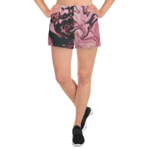 Pink Black Abstract Women's Athletic Short Shorts