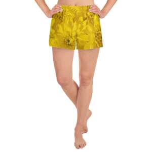 Yellow Flowers Women's Athletic Short Shorts